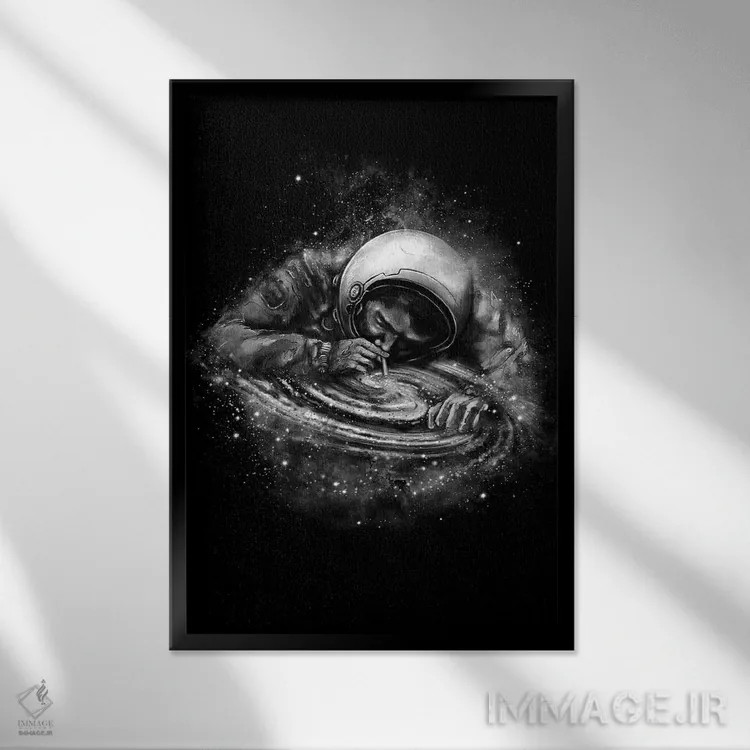 تابلو دکوراتیو معتاد فضا اثر نایس بلید - نمای قابدار مشکی