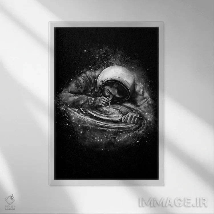 تابلو دکوراتیو معتاد فضا اثر نایس بلید - نمای قابدار سفید