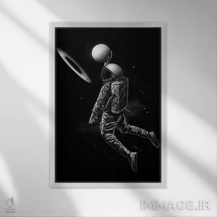 تابلو دکوراتیو دانک زحل اثر نایس بلید - نمای قابدار سفید