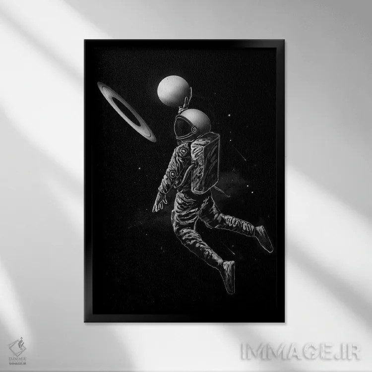 تابلو دکوراتیو دانک زحل اثر نایس بلید - نمای قابدار مشکی