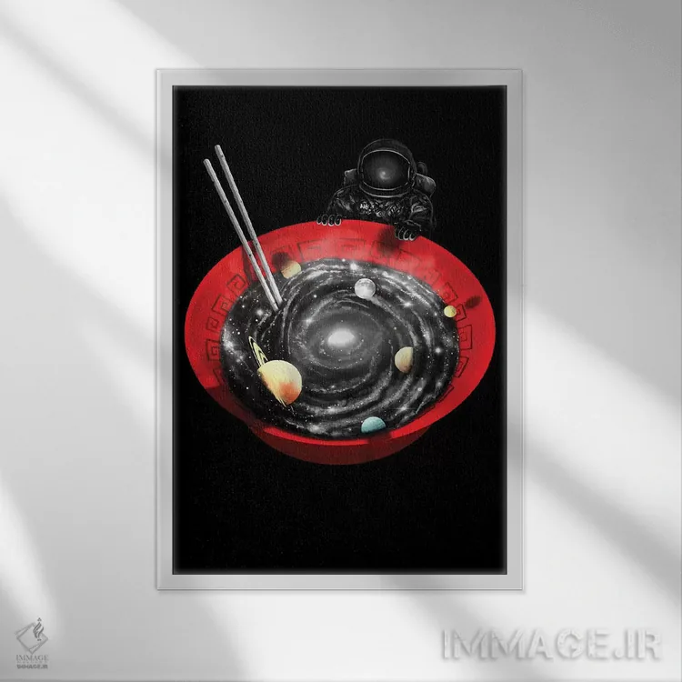 تابلو دکوراتیو رامن کیهانی ۲ اثر نایس بلید - نمای قابدار سفید