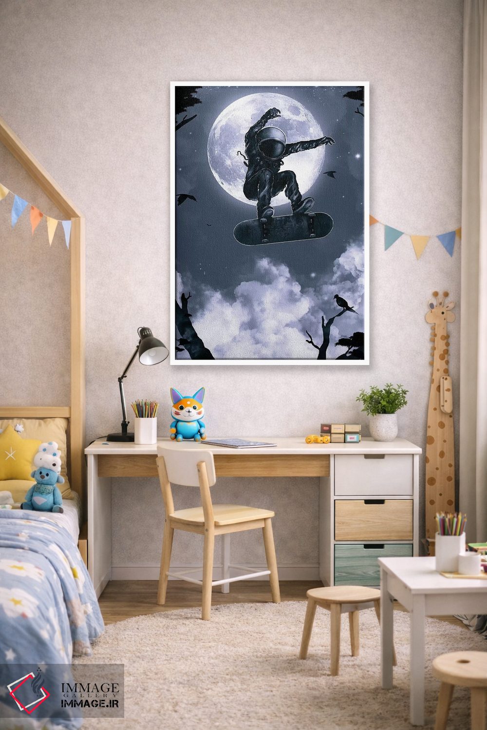 تابلو دکوراتیو اسکیت فضایی اثر نایس بلید - D1W