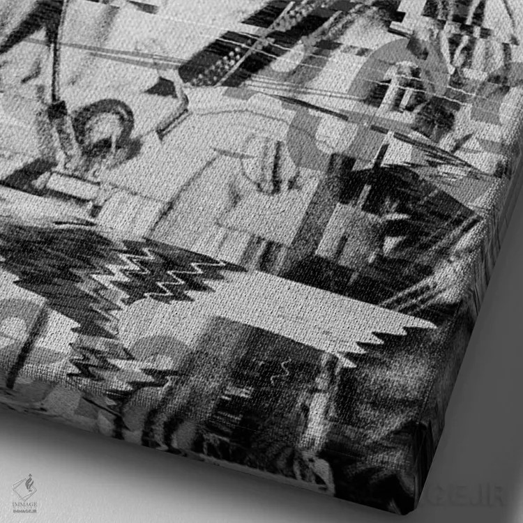 تابلو انتزاعی جمجمه نجومی اثر نایس بلید - نمای نزدیک بافت بوم