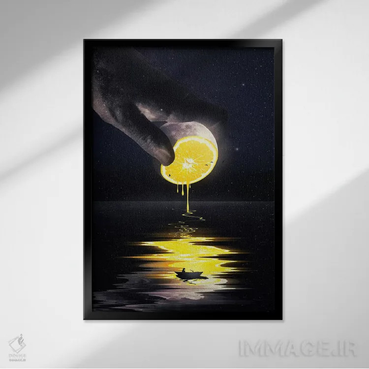 تابلو دکوراتیو ماه اثر نایس بلید - نمای قابدار مشکی