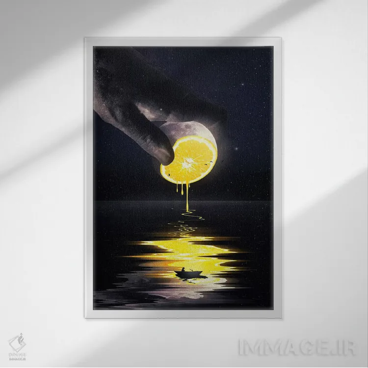 تابلو دکوراتیو ماه اثر نایس بلید - نمای قابدار سفید