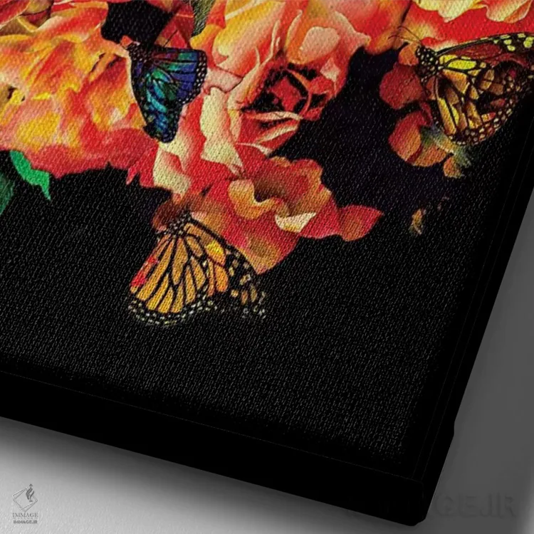 تابلو انتزاعی گل های وحشی اثر نایس بلید - نمای نزدیک بافت بوم