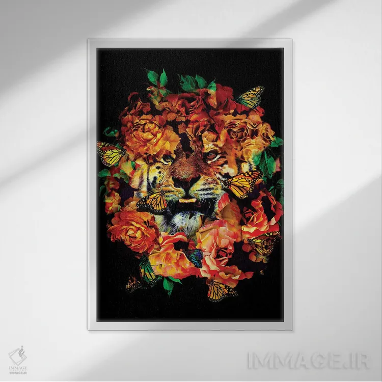 تابلو انتزاعی گل های وحشی اثر نایس بلید - نمای قابدار سفید