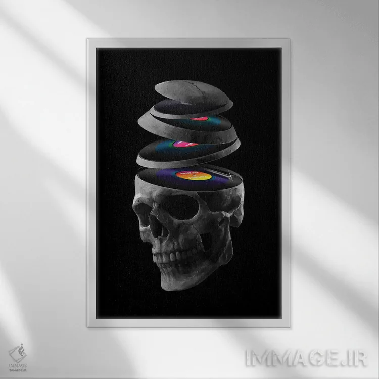 تابلو دکوراتیو رکوردهای مرده اثر نایس بلید - نمای قابدار سفید