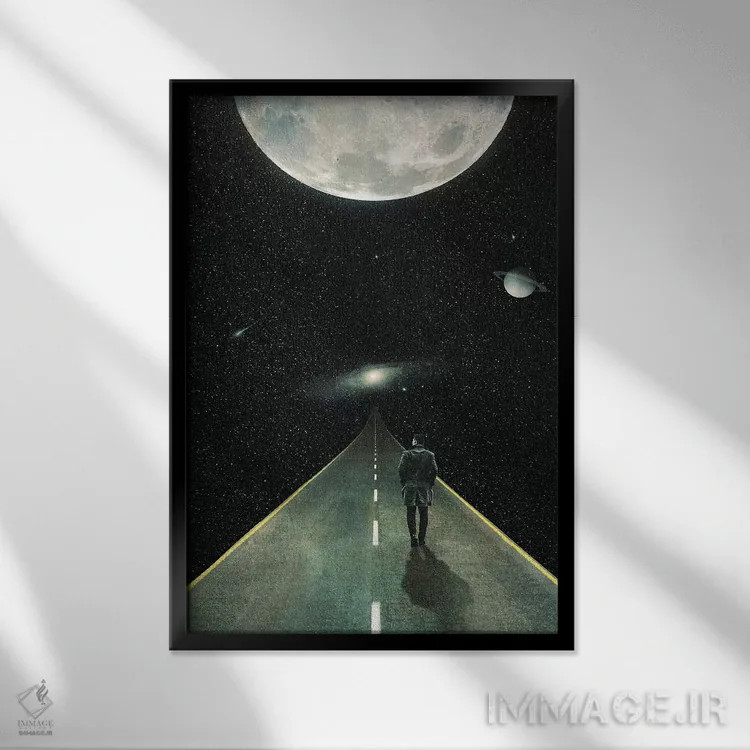 تابلو دکوراتیو جاده به سوی ناشناخته اثر نایس بلید - نمای قابدار مشکی
