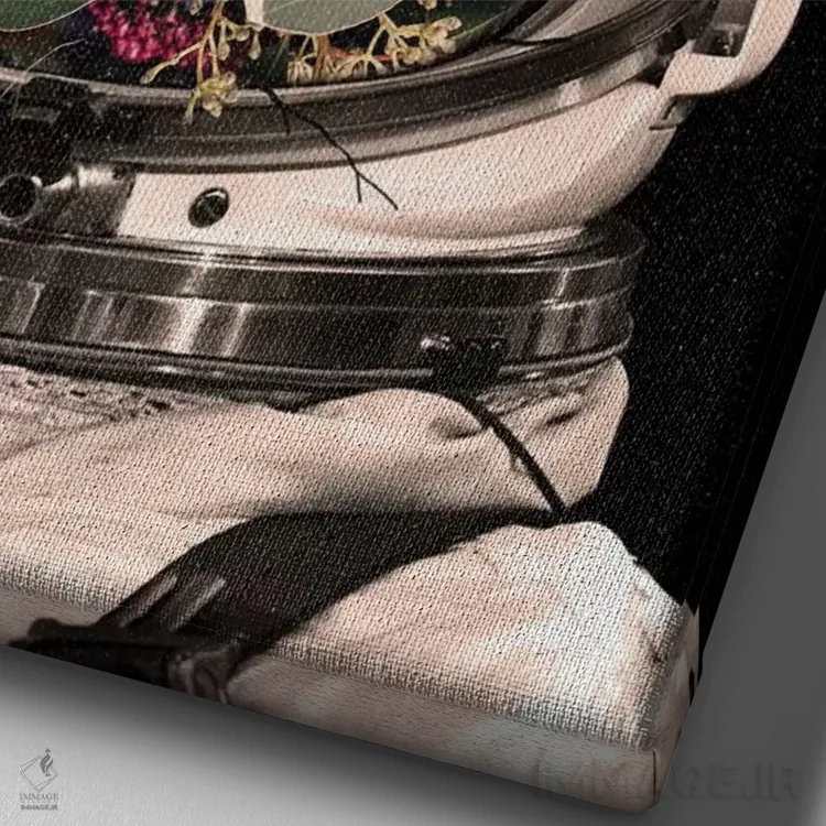 تابلو دکوراتیو شکوفه اثر نایس بلید - نمای نزدیک بافت بوم