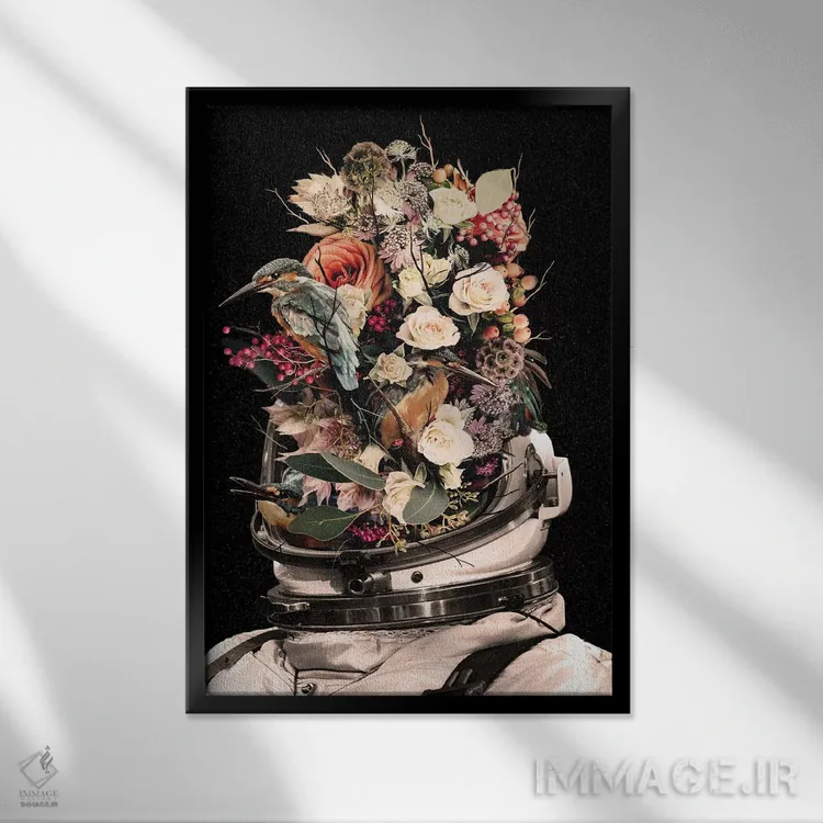 تابلو دکوراتیو شکوفه اثر نایس بلید - نمای قابدار مشکی