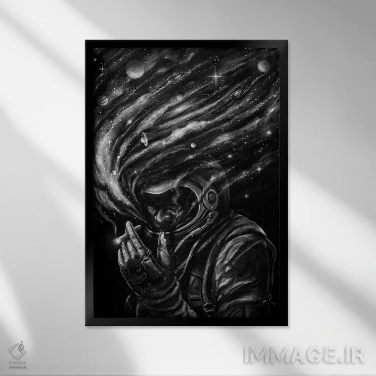تابلو دکوراتیو پیچ فضایی اثر نایس بلید - نمای قابدار مشکی