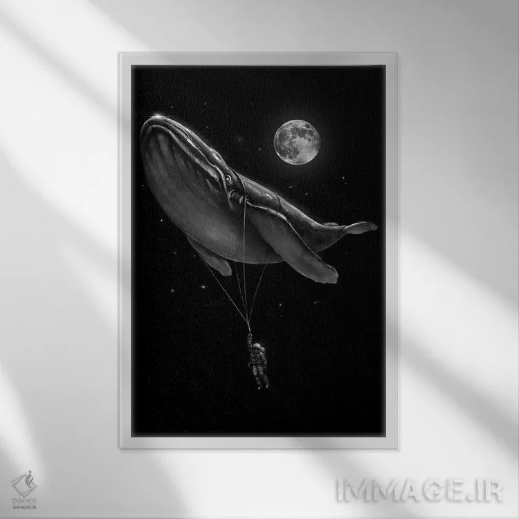 تابلو دکوراتیو سوار شدن اثر نایس بلید - نمای قابدار سفید