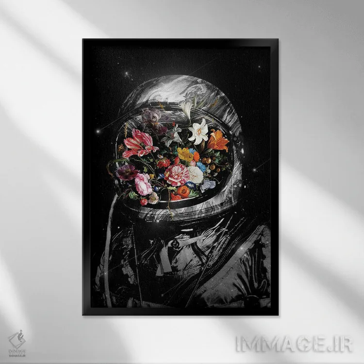 تابلو دکوراتیو شکوفه ۲ اثر نایس بلید - نمای قابدار مشکی
