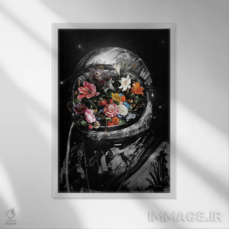 تابلو دکوراتیو شکوفه ۲ اثر نایس بلید - نمای قابدار سفید