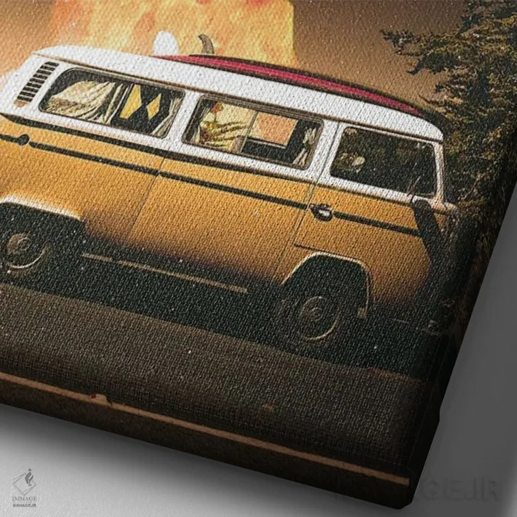 تابلو دکوراتیو توقف کوتاه اثر نایس بلید - نمای نزدیک بافت بوم