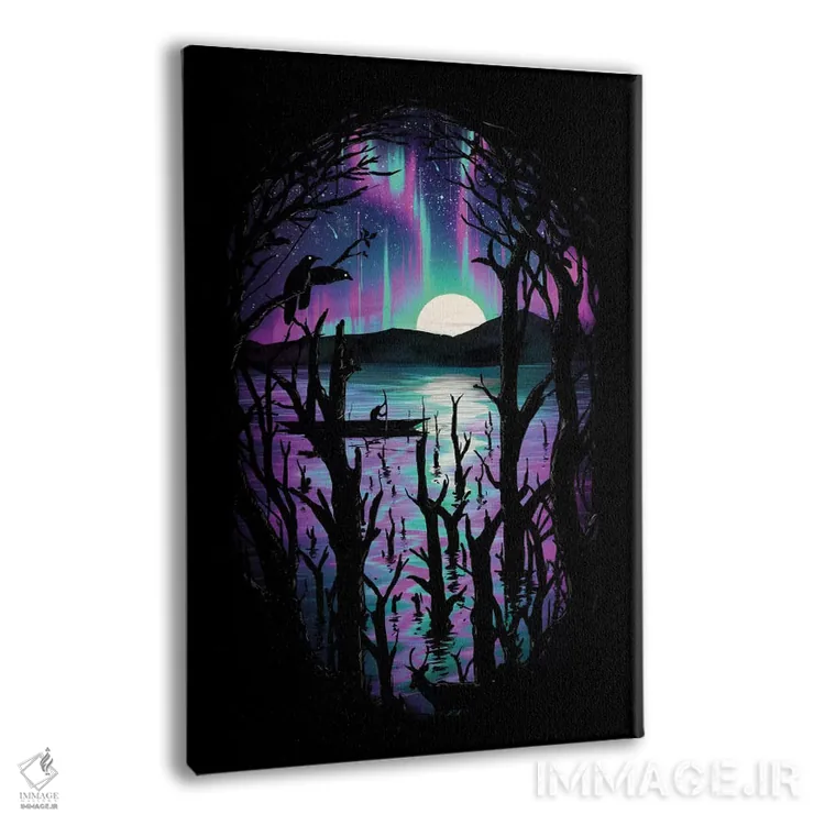 تابلو دکوراتیو شب با شفق قطبی اثر نایس بلید - نمای پرسپکتیو محصول