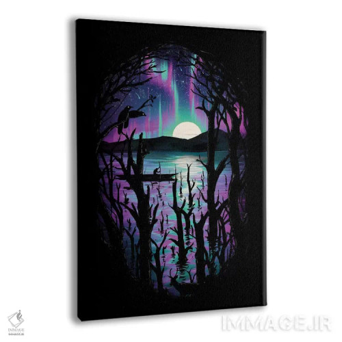 تابلو دکوراتیو شب با شفق قطبی اثر نایس بلید - نمای پرسپکتیو محصول