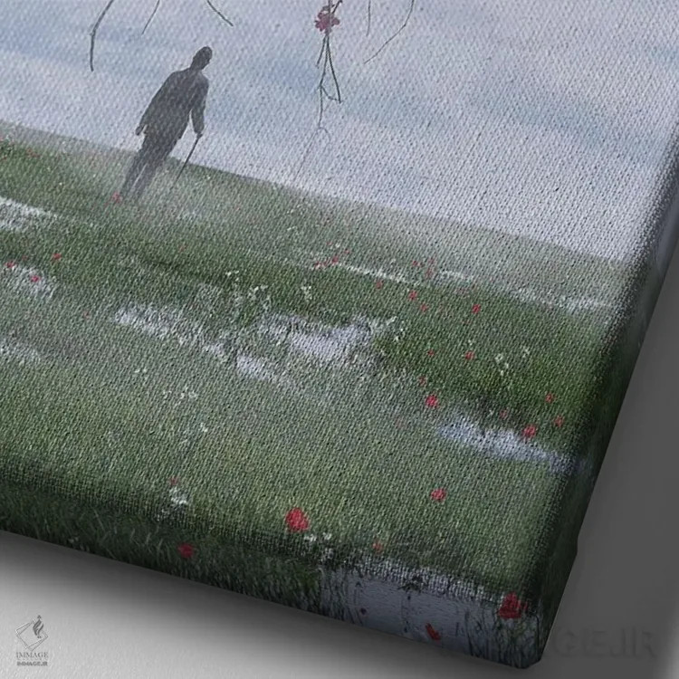 تابلو دکوراتیو یاد مرگ ۳ اثر نایس بلید - نمای نزدیک بافت بوم