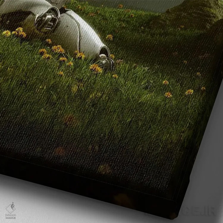 تابلو دکوراتیو آگاهی اثر نایس بلید - نمای نزدیک بافت بوم