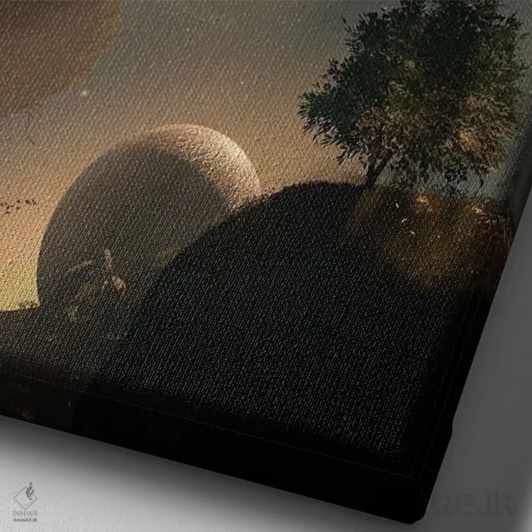 تابلو دکوراتیو جهانی نو اثر نایس بلید - نمای نزدیک بافت بوم