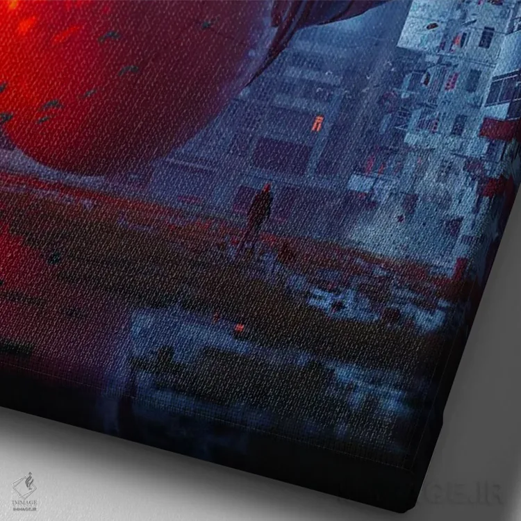 تابلو دکوراتیو بازدیدکننده اثر نایس بلید - نمای نزدیک بافت بوم