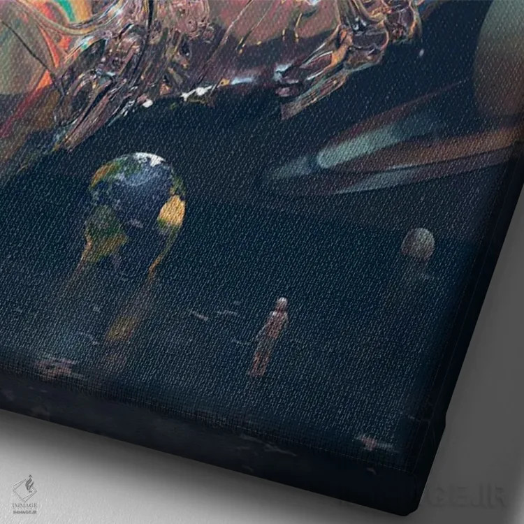 تابلو دکوراتیو ورود به فضا اثر نایس بلید - نمای نزدیک بافت بوم