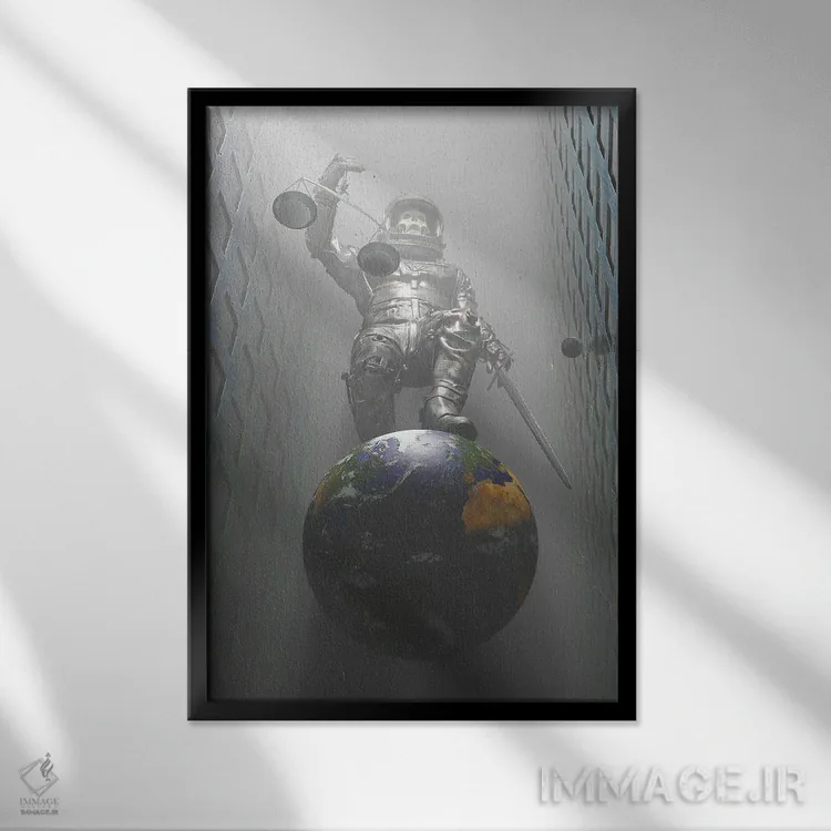 تابلو دکوراتیو عدالت اثر نایس بلید - نمای قابدار مشکی