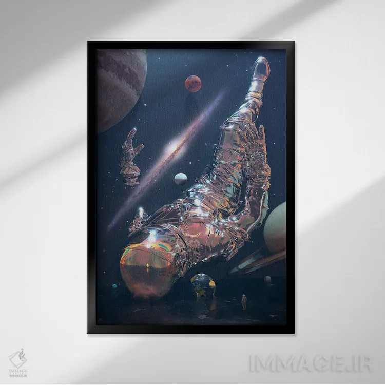 تابلو دکوراتیو ورود به فضا اثر نایس بلید - نمای قابدار مشکی