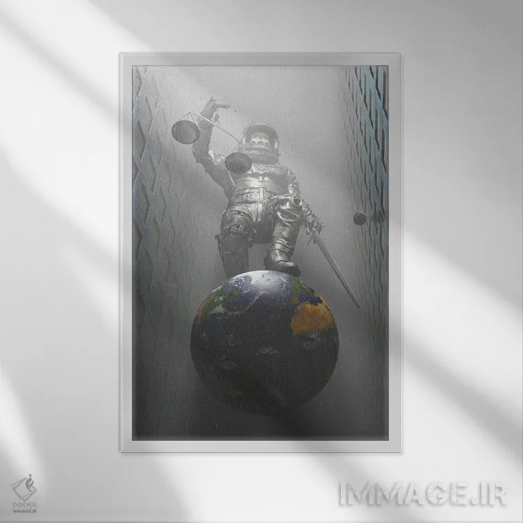 تابلو دکوراتیو عدالت اثر نایس بلید - نمای قابدار سفید