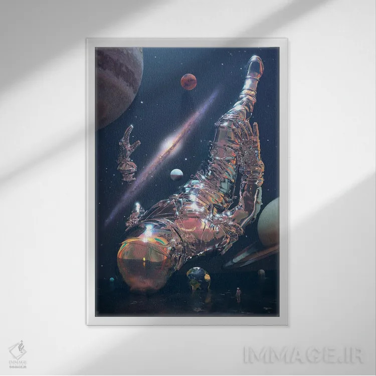 تابلو دکوراتیو ورود به فضا اثر نایس بلید - نمای قابدار سفید
