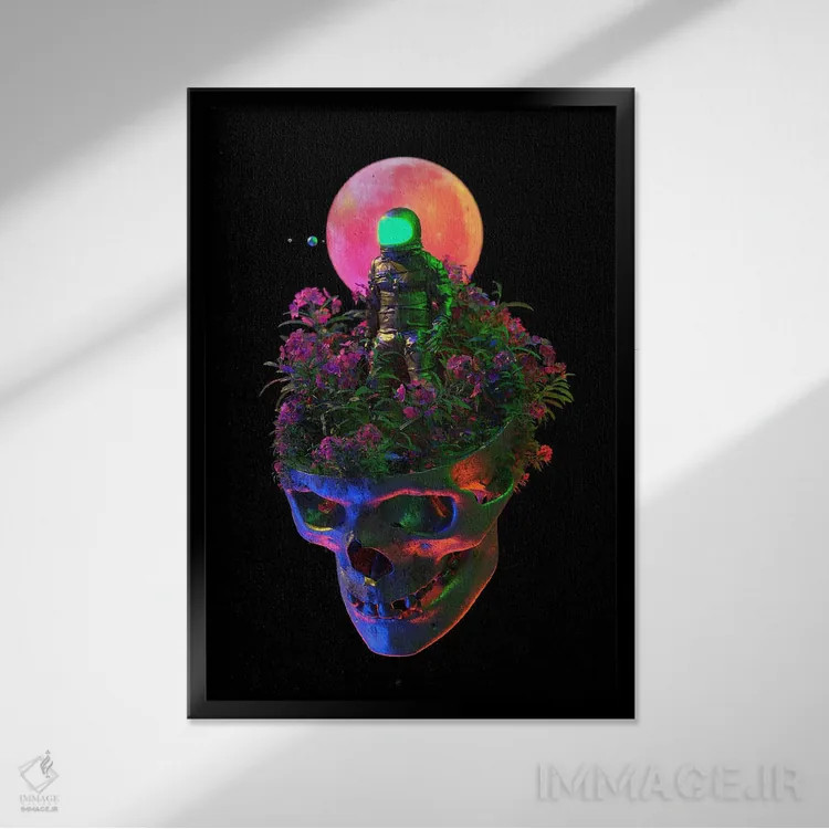 تابلو دکوراتیو تولد دوباره ۳ اثر نایس بلید - نمای قابدار مشکی