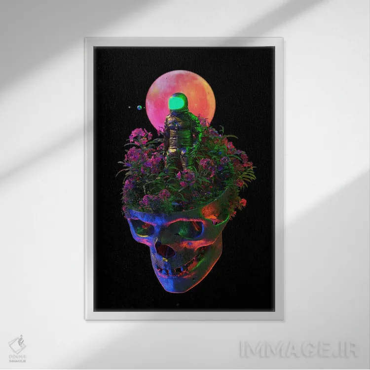 تابلو دکوراتیو تولد دوباره ۳ اثر نایس بلید - نمای قابدار سفید