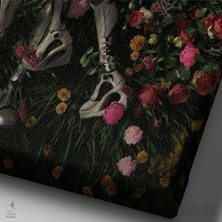 تابلو دکوراتیو لذت های باغ ۳ اثر نایس بلید - نمای نزدیک بافت بوم