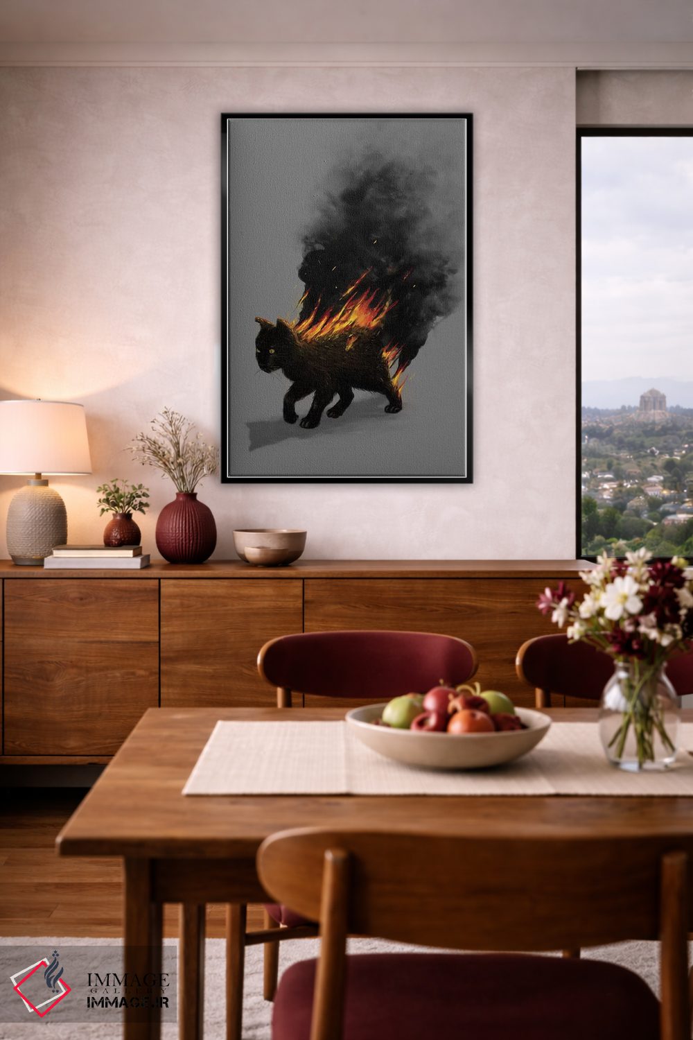 تابلو دکوراتیو گربه در آتش اثر نایس بلید - D6B
