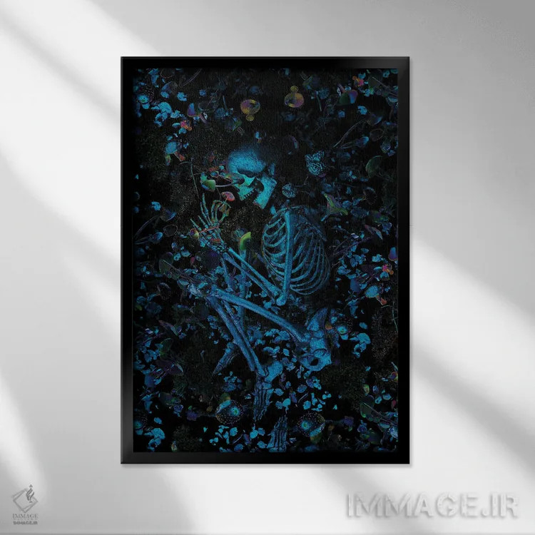 تابلو دکوراتیو زیر قارچ ها اثر نایس بلید - نمای قابدار مشکی