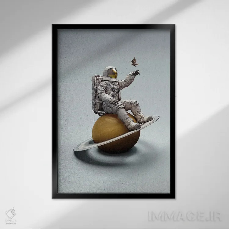 تابلو دکوراتیو سفر به زحل اثر نایس بلید - نمای قابدار مشکی