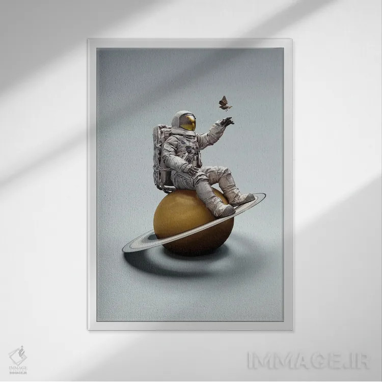 تابلو دکوراتیو سفر به زحل اثر نایس بلید - نمای قابدار سفید
