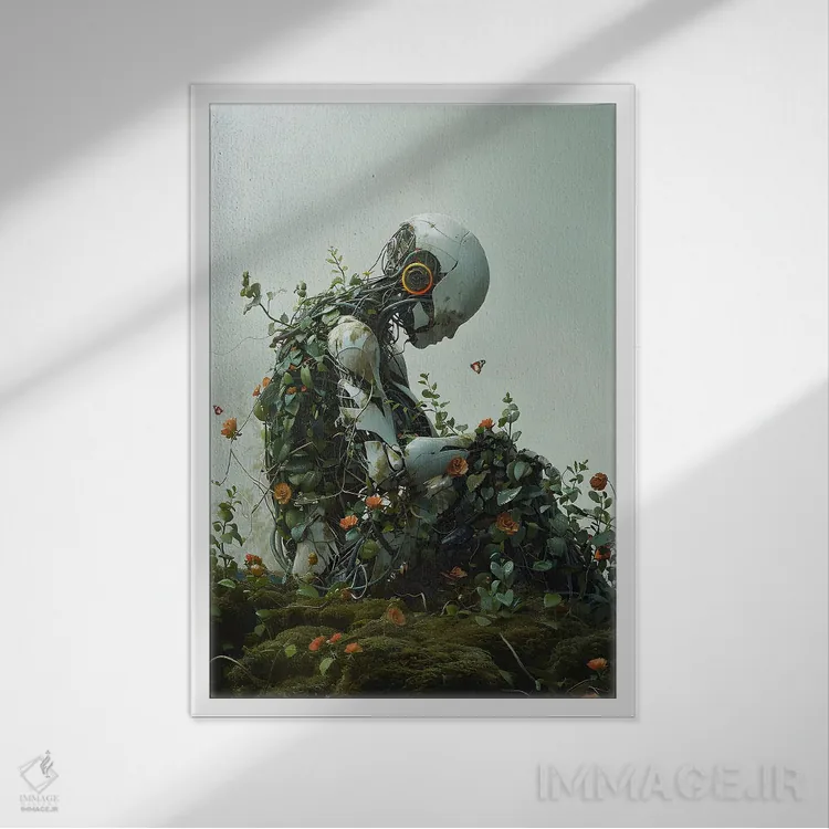 تابلو دکوراتیو دارای آگاهی اثر نایس بلید - نمای قابدار سفید