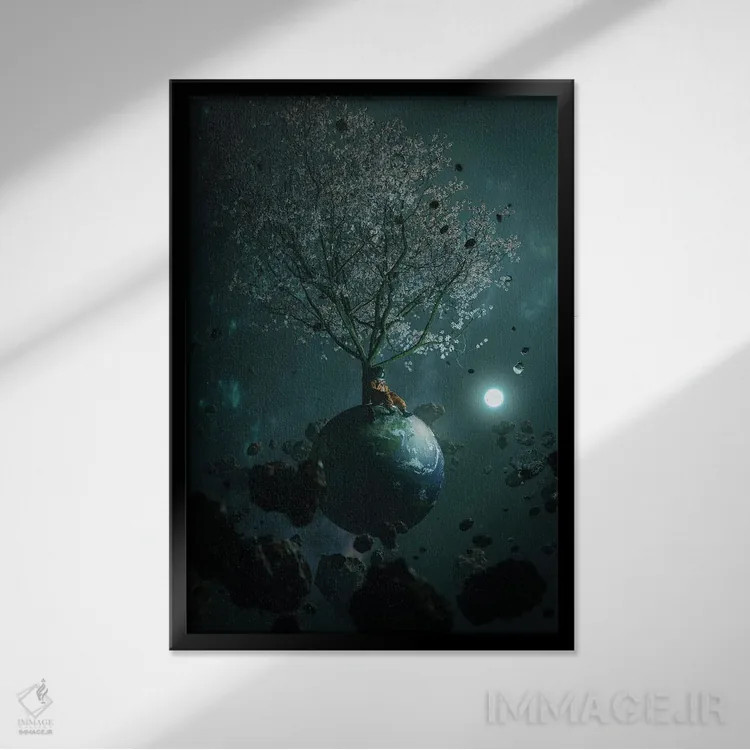 تابلو دکوراتیو گیر افتاده ۲ اثر نایس بلید - نمای قابدار مشکی