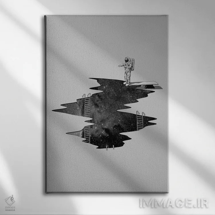 تابلو دکوراتیو شیرجه به فضا اثر نایس بلید - نمای روبهرو روی دیوار