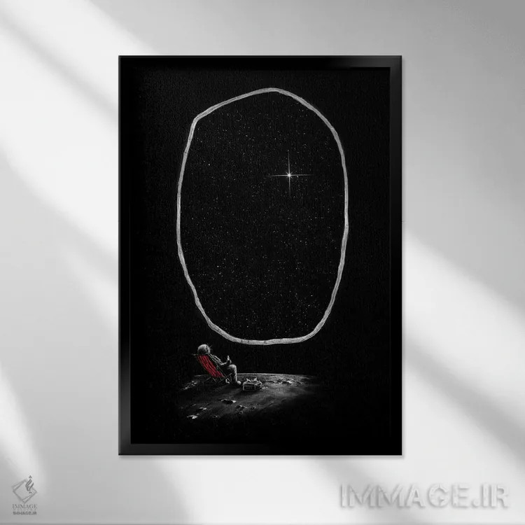 تابلو دکوراتیو آرامش فضایی اثر نایس بلید - نمای قابدار مشکی