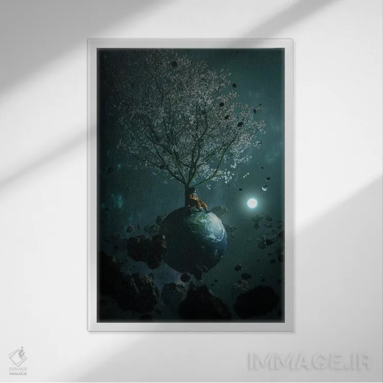 تابلو دکوراتیو گیر افتاده ۲ اثر نایس بلید - نمای قابدار سفید