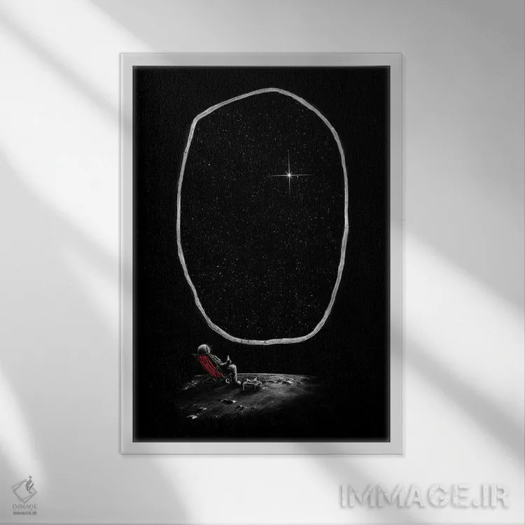 تابلو دکوراتیو آرامش فضایی اثر نایس بلید - نمای قابدار سفید