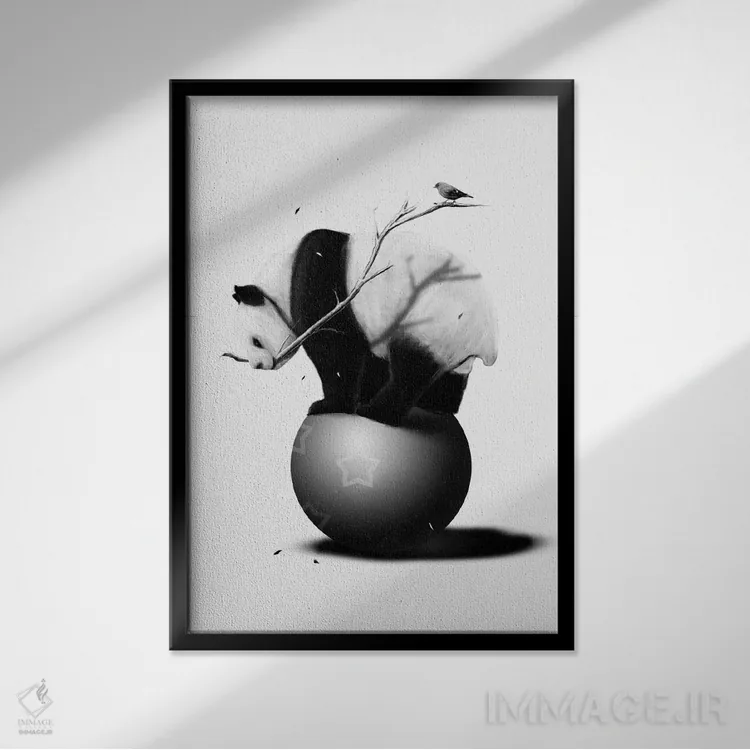 تابلو دکوراتیو تعادل اثر نایس بلید - نمای قابدار مشکی