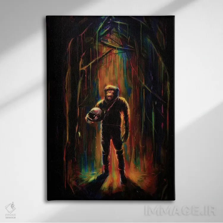 تابلو دکوراتیو فرمانده شامپانزه اثر نایس بلید - نمای روبهرو روی دیوار