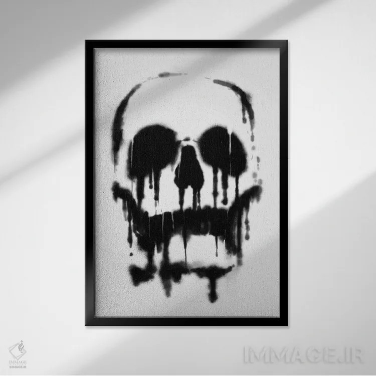 تابلو دکوراتیو جمجمه اثر نایس بلید - نمای قابدار مشکی