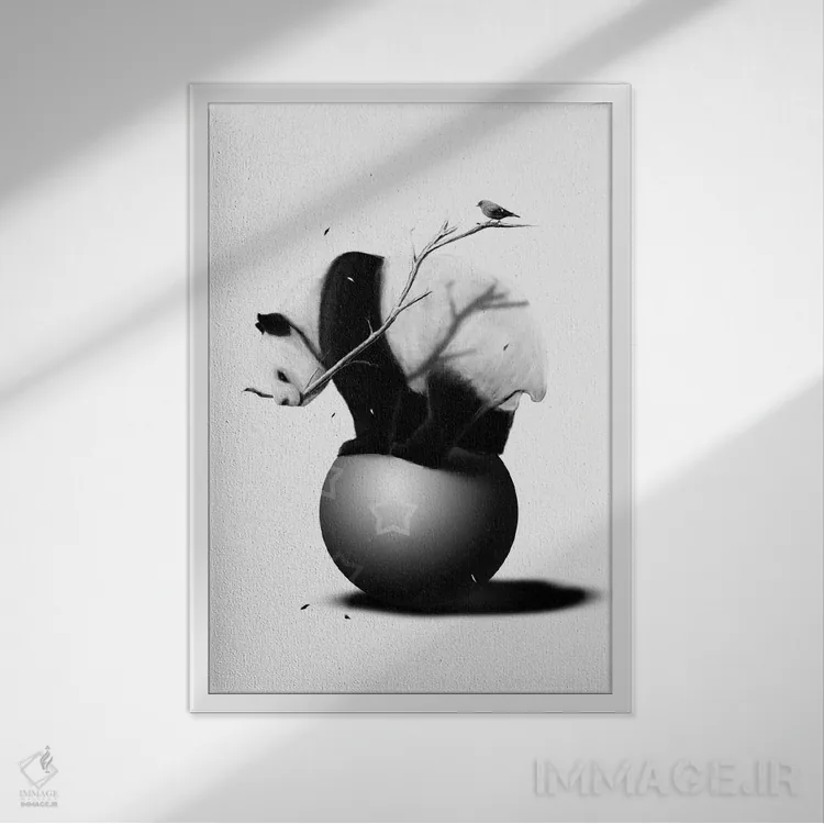 تابلو دکوراتیو تعادل اثر نایس بلید - نمای قابدار سفید