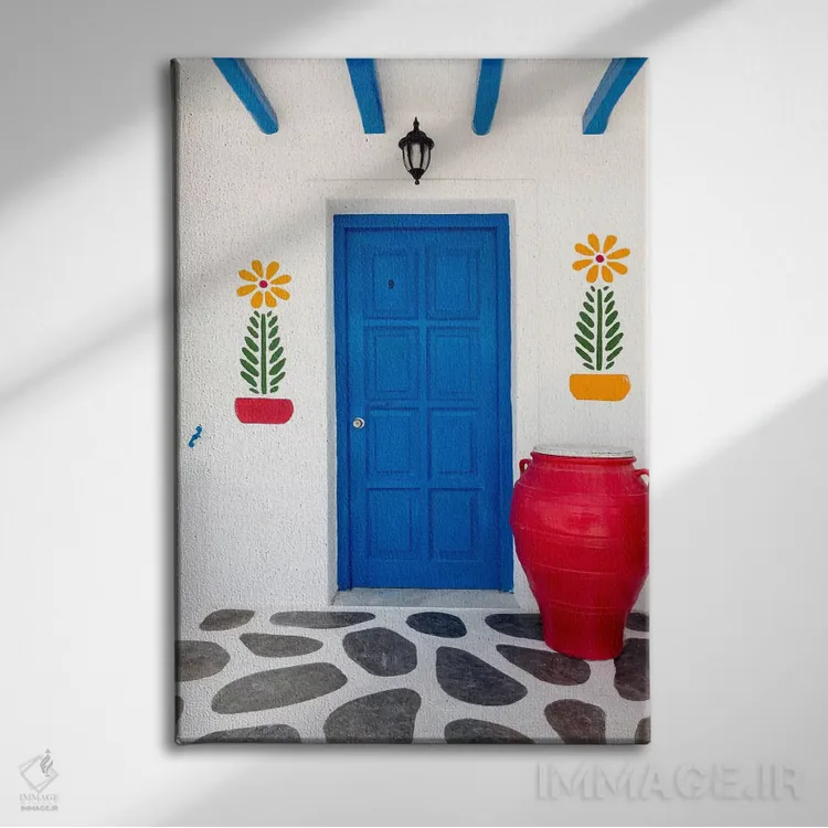 تابلو دکوراتیو Mykonos, Greece II,خانه ی سرگرم کننده، میکونوس، یونان اثر جیم نیلسن - نمای روبهرو روی دیوار