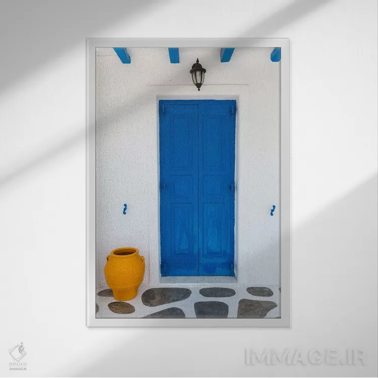 تابلو دکوراتیو Mykonos, Greece I,خانه سرگرمی، میکونوس، یونان ۱ اثر جیم نیلسن - نمای قابدار سفید